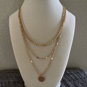 Unbranded 3 strand gold necklace, 16 inches
